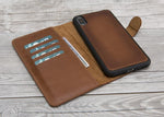 Burnished Brown Genuine Leather Magnetic Wallet Case for iPhone XR/XS Max