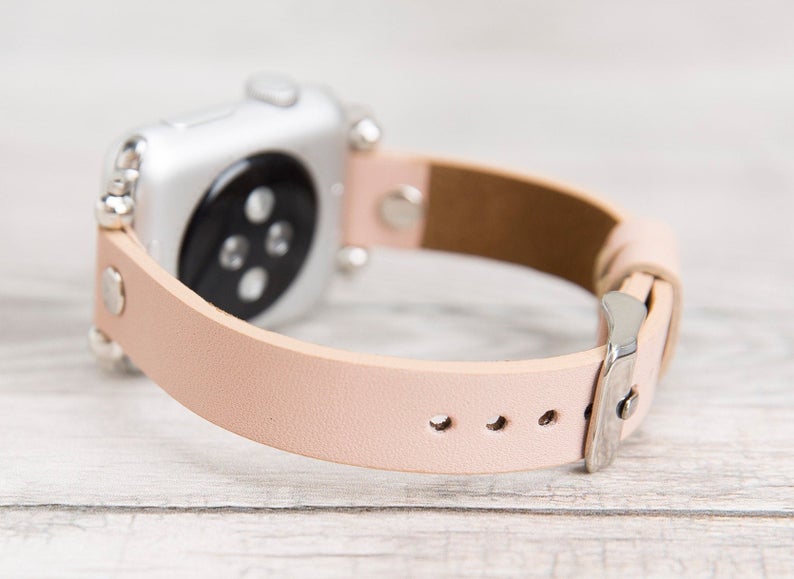 Nude Pink Slim Ferro Leather Band (Silver Rivet)