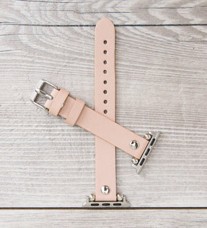 Nude Pink Slim Ferro Leather Band (Silver Rivet)
