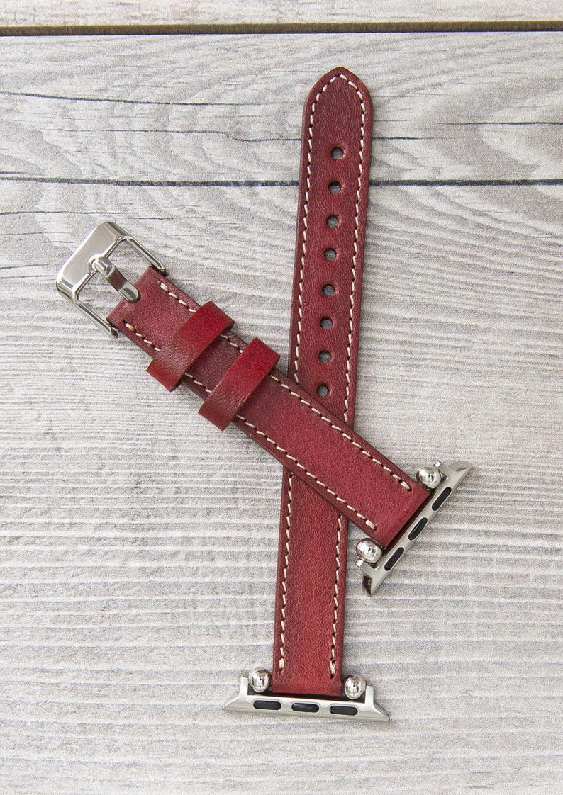 Burnished Red Slim Ferro Leather  Band for Apple Watch