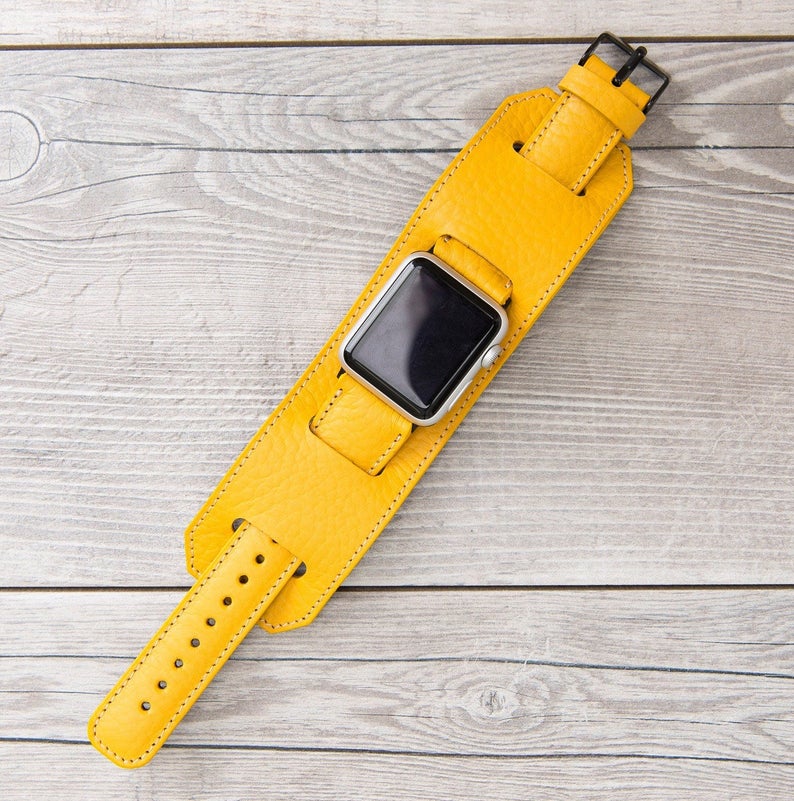 Yellow Cuff Full Grain Leather for Apple Watch