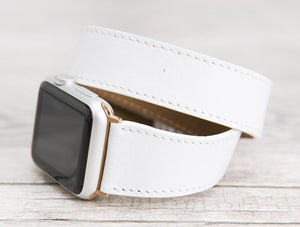 White Double Tour Full Grain Leather for Apple Watch