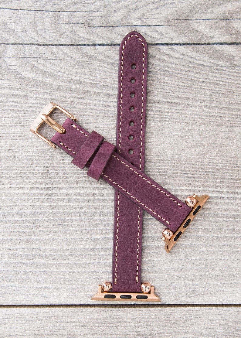 Leather Purple Slim Ferro Band for Apple Watch