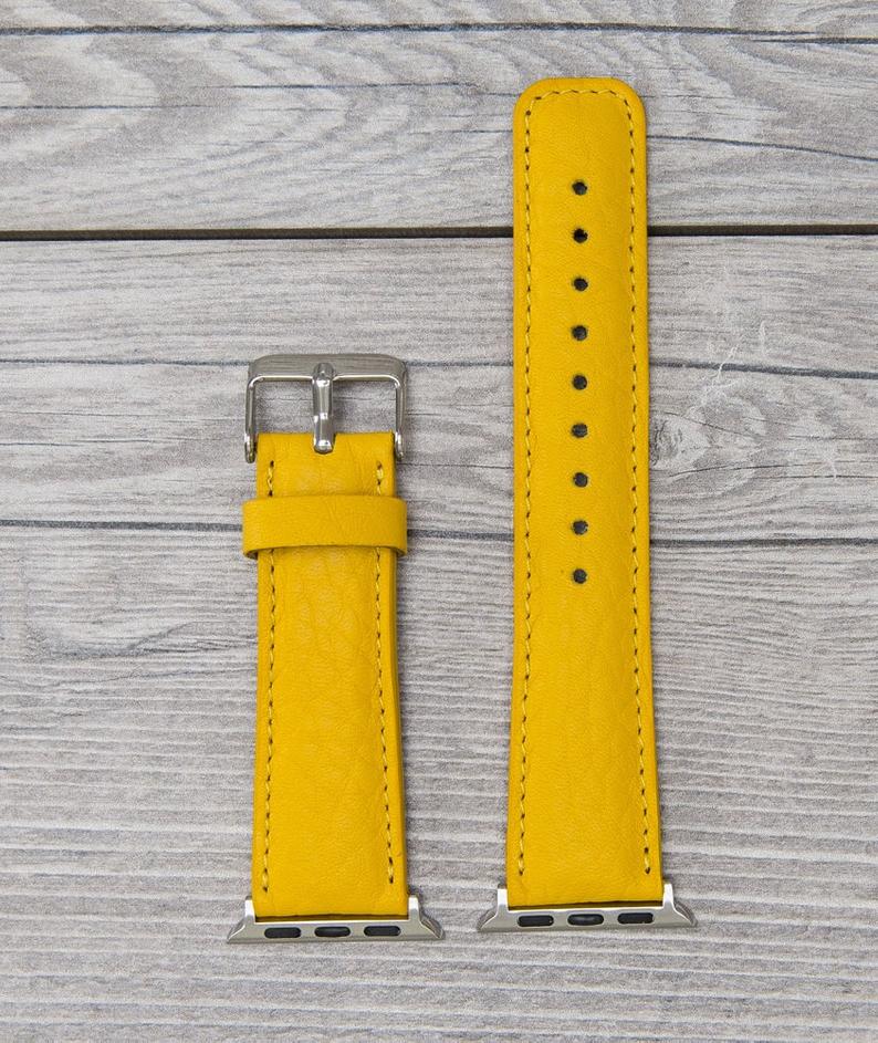 Full Grain Leather Yellow Band for Apple Watch