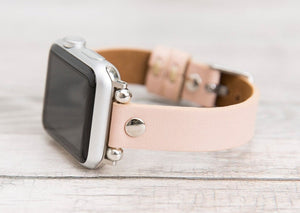 Nude Pink Slim Ferro Leather Band (Silver Rivet)