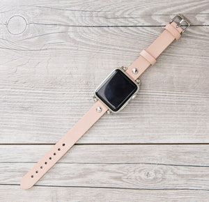 Nude Pink Slim Ferro Leather Band (Silver Rivet)
