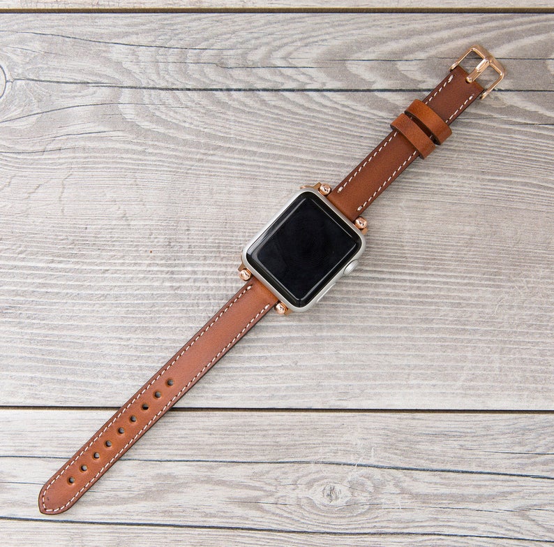 Leather Brown Slim Ferro Band for Apple Watch