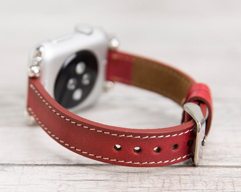Burnished Red Slim Ferro Leather  Band for Apple Watch