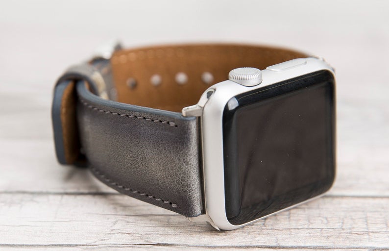 Burnished Gray Full Grain Leather Band for Apple Watch