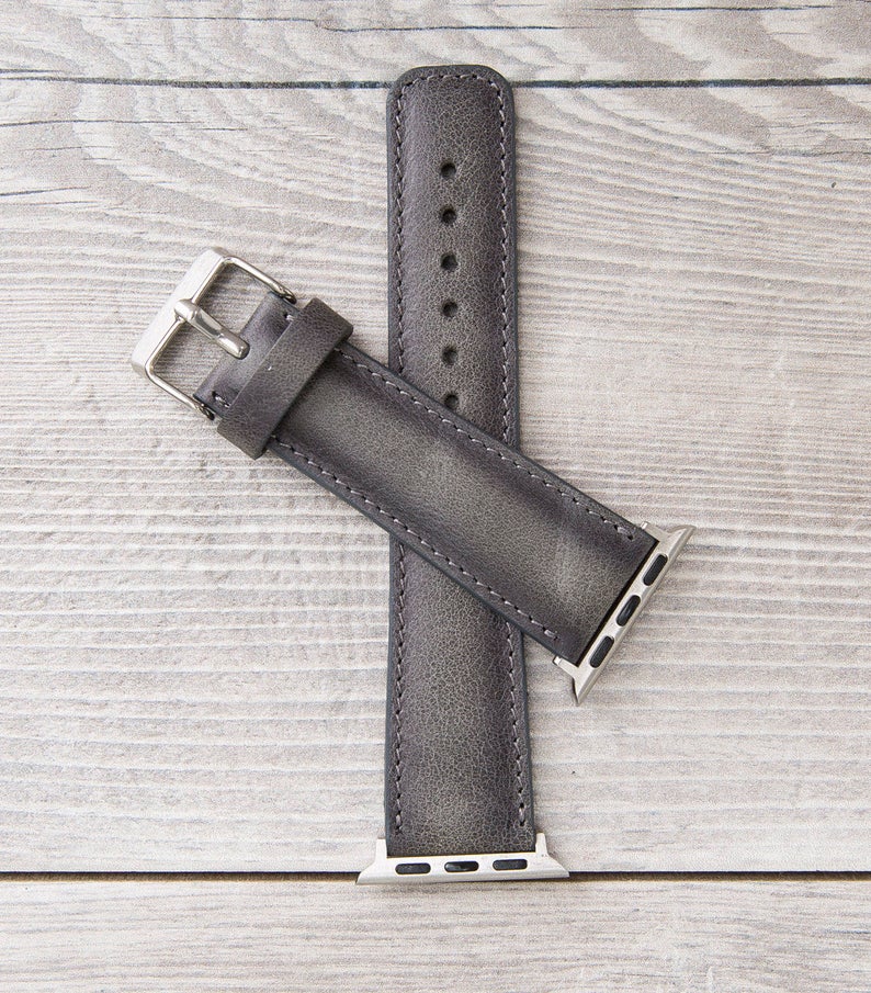 Burnished Gray Full Grain Leather Band for Apple Watch
