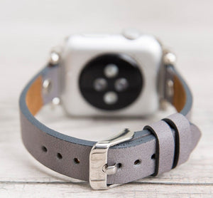 Gray Slim Ferro Leather Band (Silver Rivet)