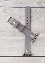 Gray Slim Ferro Leather Band (Silver Rivet)