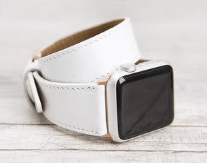 White Double Tour Full Grain Leather for Apple Watch