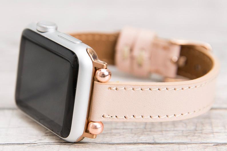 Nude Pink Slim Full Grain Leather  Band for Apple Watch