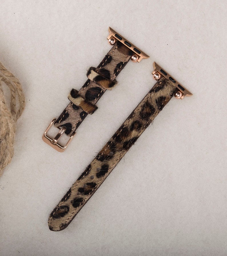 Leopard Pattern Leather Furry Slim Band