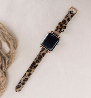 Leopard Pattern Leather Furry Slim Band
