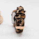 Leopard Pattern Leather Furry Slim Band