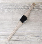 Beige Slim Full Grain Leather Band for Apple Watch