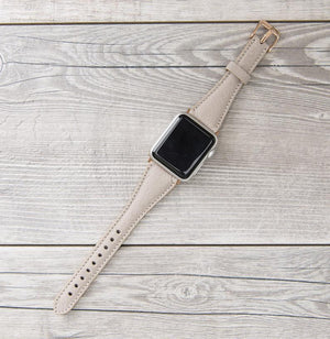 Beige Slim Full Grain Leather Band for Apple Watch