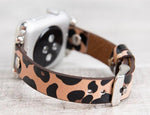 Leopard Pattern Leather Ferro Band (Silver Rivet)