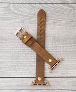 Camel Slim Ferro Leather Band (Gold Rivet)