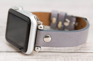 Gray Slim Ferro Leather Band (Silver Rivet)
