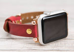 Burnished Red Slim Ferro Leather Band (Gold Rivet)