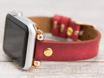 Burnished Red Slim Ferro Leather Band (Gold Rivet)