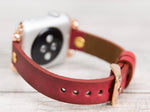 Burnished Red Slim Ferro Leather Band (Gold Rivet)