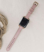 Full Grain Leather Pink Slim Band for Apple Watch