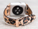 Leopard Pattern Slim Full Grain Leather Band for Apple Watch