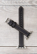 Black Slim Ferro Leather Band for Apple Watch