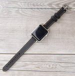 Black Slim Ferro Leather Band for Apple Watch