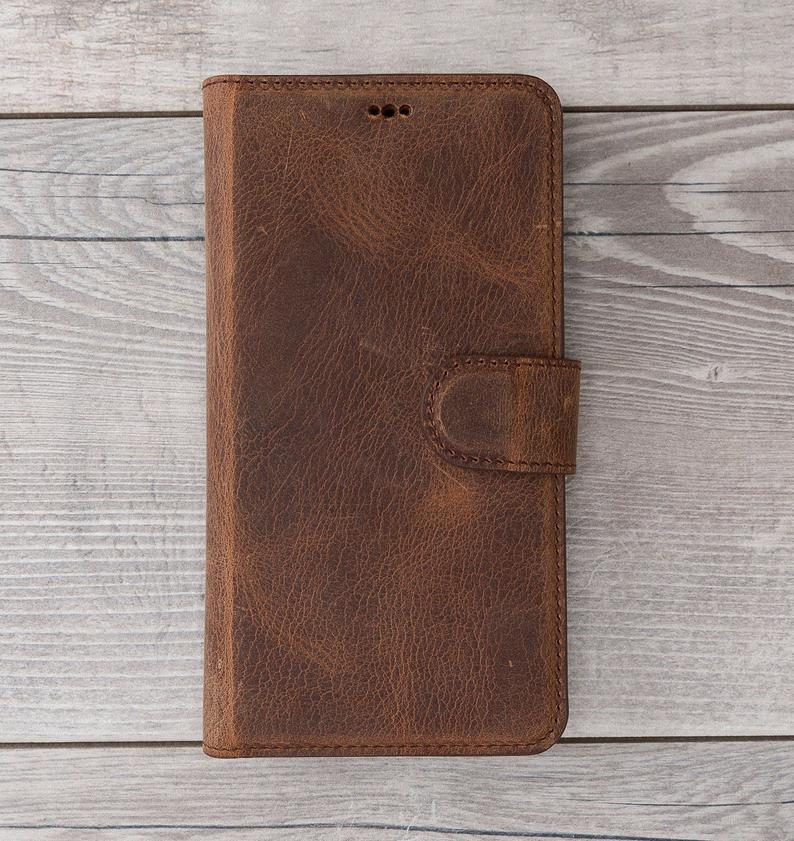 Antic Brown Leather Magnetic Wallet Case for iPhone 11 Models