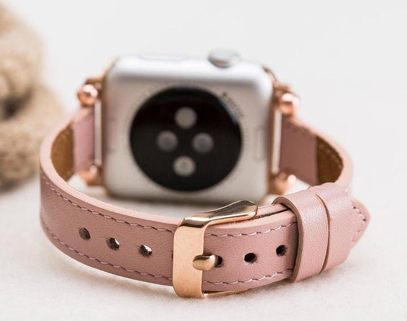 Pink Lizard Apple Watch Leather Band