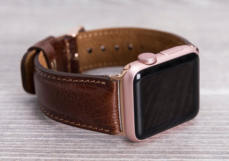 Dark Brown Leather Band for Apple Watch