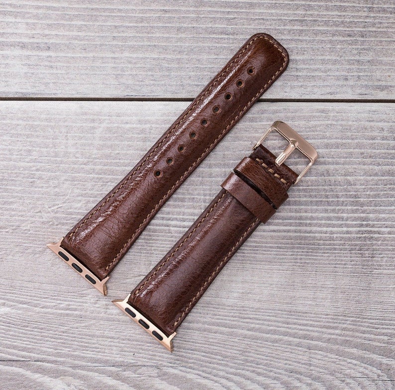 Dark Brown Leather Band for Apple Watch