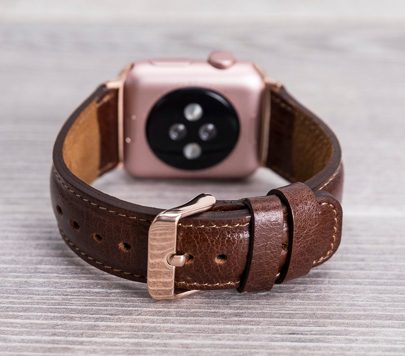 Dark Brown Leather Band for Apple Watch