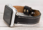 Black Slim Ferro Leather Band for Apple Watch