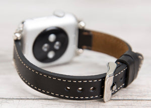 Black Slim Ferro Leather Band for Apple Watch